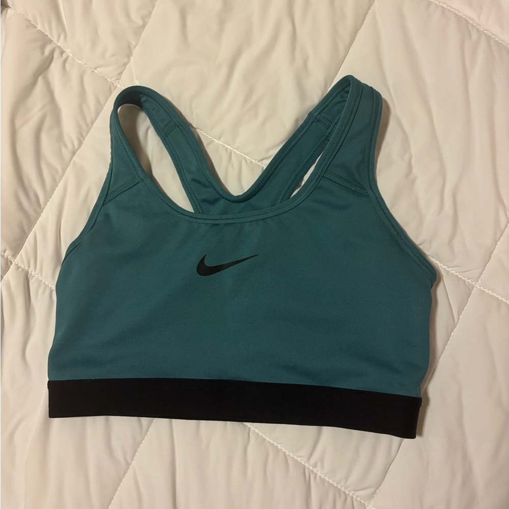 Nike Women's Teal and Black Sports Bra Small